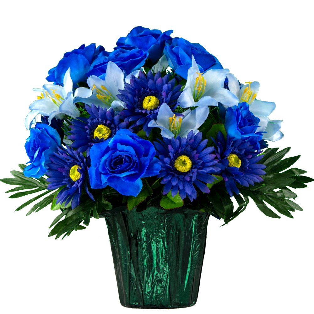 Sympathy Silks Artificial Flowers Weighted Pot Bouquet Decoration