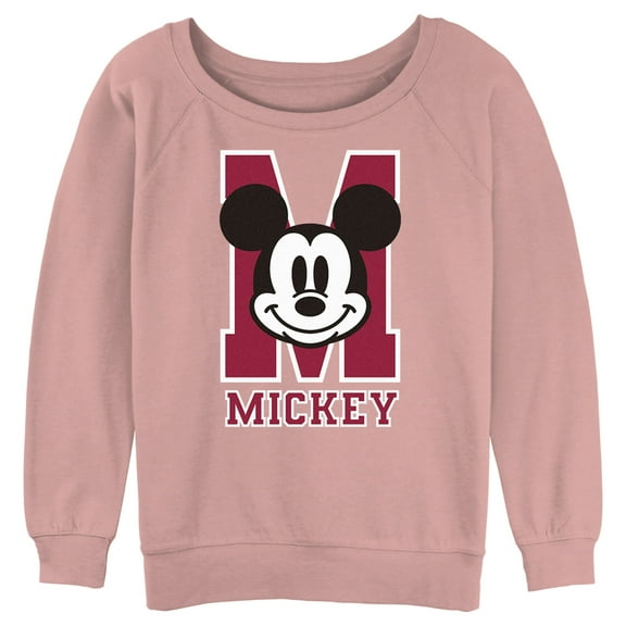 Junior's Mickey & Friends M Collegiate Mickey Logo Sweatshirt Desert Pink Medium