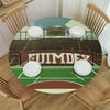 Ulloord American Football Round Table Cloth Rugby Fitted Tablecloth,Green White Stripe Table Cover with Elastic Edge Waterproof Table Cloth,Funday Sunday Quotes Circle Table Covers for Kitchen Indoor