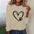 thumbnail image 2 of ibuvkizy Womens Sweatshirts Valentines Day Love Heart Printed Round Neck Pullover Long Sleeved Casual Womens Sweatshirts Beige,L, 2 of 4