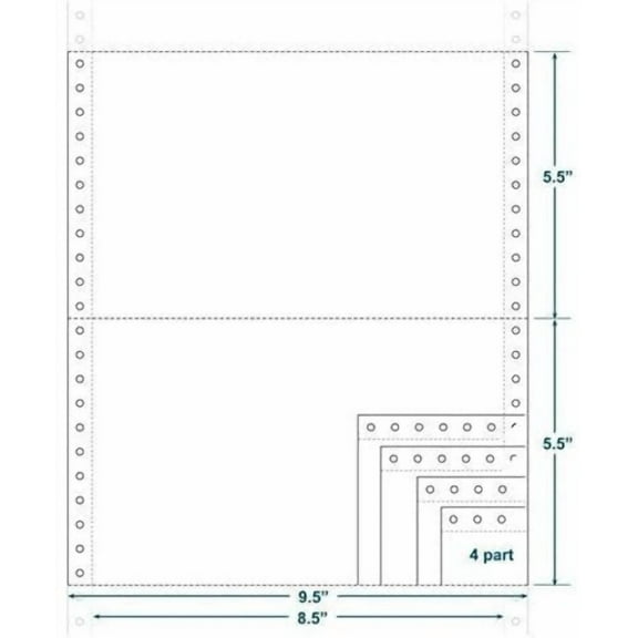 4-Ply Carbonless Paper, Blank, Form Size 9-1/2" x 5-1/2" W x H Carton of 1800