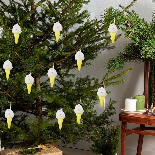 Adorno Colgante Navideño de La Serie Macaron | Material de Espuma | Amarillo | 16 X 7 X 7 Cm | Ligero | Decoración Navideña | 1 Unidad