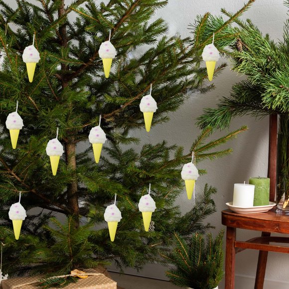 yulier Christmas Dessert Ornaments, Foam Donut Ice Cream Cupcake Shaped Pendant Christmas Tree Hanging Decorations for Xmas Birthday Holiday Party Supplies