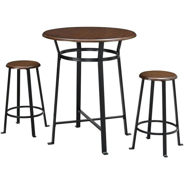 TableMainstays Round 3-Piece Metal Pub Set with buy Wooden Top, Dark Mahogany