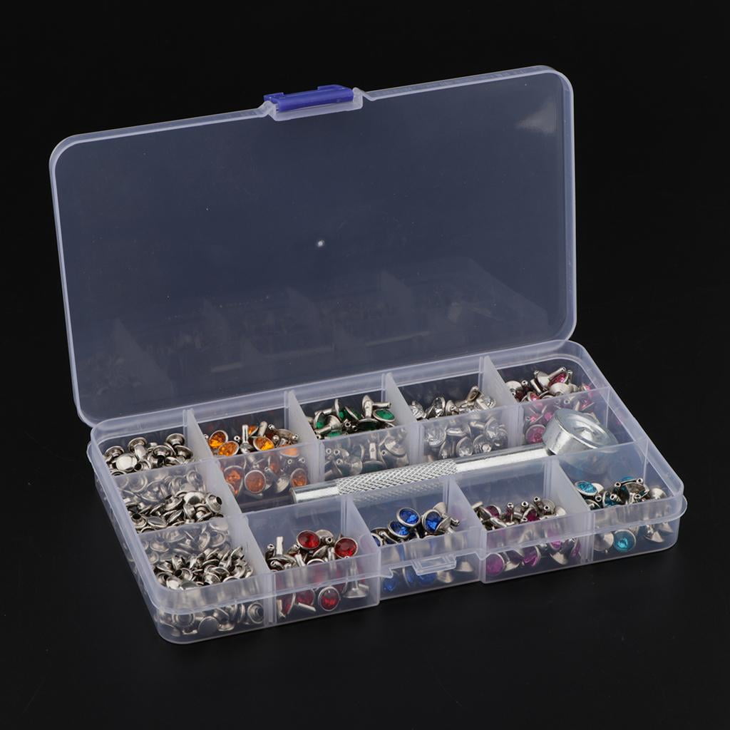 Yunhgft 240Pcs 7mm Rhinestone Studs Rivets Studs Rivets Studs With Tool For Leather DIY