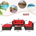Gymax 5PCS Rattan Sectional Sofa Set Patio Furniture Set w/ Red Cushion