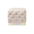 thumbnail image 2 of Baxton Studio Avara Glam and Luxe Light Beige Velvet Fabric Upholstered Gold Finished Button Tufted Ottoman, 2 of 5