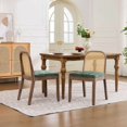 thumbnail image 3 of GAKMCIL Chenille Dining Chair, Mid-Century Modern Arm Chair, 1-Seat Cushioned Sofa with Solid Wood Armrests and Legs, Weight Capacity 300lbs for Dining Room, Kitchen and Bedroom (Olive Green), 3 of 8