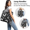 thumbnail image 2 of 5 Pack Foldable Shopping Bag,Black Halloween Bat Spider Pattern Reusable Grocery Bags with Pockets,Large Reusable Tote Bags with Handles Waterproof & Lightweight, 2 of 6
