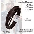 thumbnail image 3 of Pulsera de hombre de 21 cm, pulsera de cuero marrón para hombre, pulsera impermeable, novio, esposo, padre, hijo, pulsera de cumpleaños de Navidad y Año Nuevo, regalo, 3 of 5