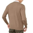 thumbnail image 3 of Mens V Neck Sweater Blend Cable Knit Pullover Long Sleeve Casual Business Winter Fall Knitwear Khaki 3XL, 3 of 3