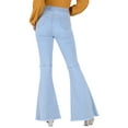 thumbnail image 2 of Women Ripped Flare Bell Bottom Jeans Elastic Waist Retro Wide Leg Denim Pants, 2 of 6