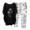 thumbnail image 1 of Ensembles de Détente pour Femmes 2 Pcs Imprimé Col Rond Manches Mi-Longues Pull + Pantalon Ensemble Coton Lin Deux Pièces Été, 1 of 5