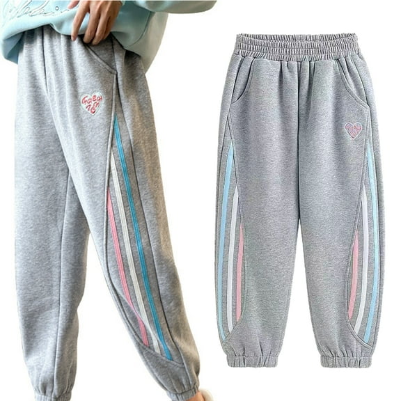 Godderr Kids Toddler Fleece Jogger Sweatpants for Girls,Big Girls Spring Fall Winter Jogger Pants Baby Solid Color Elastic Waist Casual Pants,Sizes 4T-14T