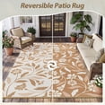 thumbnail image 5 of SIXHOME Outdoor Rug 5'x8' Waterproof Reversible Patio Rug Boho Geometric Indoor Outdoor Rugs Lightweight Plastic Straw Ourdoor Carpet for RV Camping Deck Balcony Modern Porch Decor Brown, 5 of 8