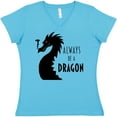 thumbnail image 3 of Inktastic Always Be a Dragon Women's V-Neck T-Shirt, 3 of 5