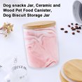 thumbnail image 4 of Tarro de aperitivos para perros, bote de cerámica y madera para alimentos para mascotas, tarro de almacenamiento de galletas para perros, 4 of 6
