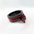thumbnail image 3 of GY Black Gold Plated Marquise cut Red AAA CZ 2pcs Womens Wedding Ring Sets Bridal Sets, 3 of 4