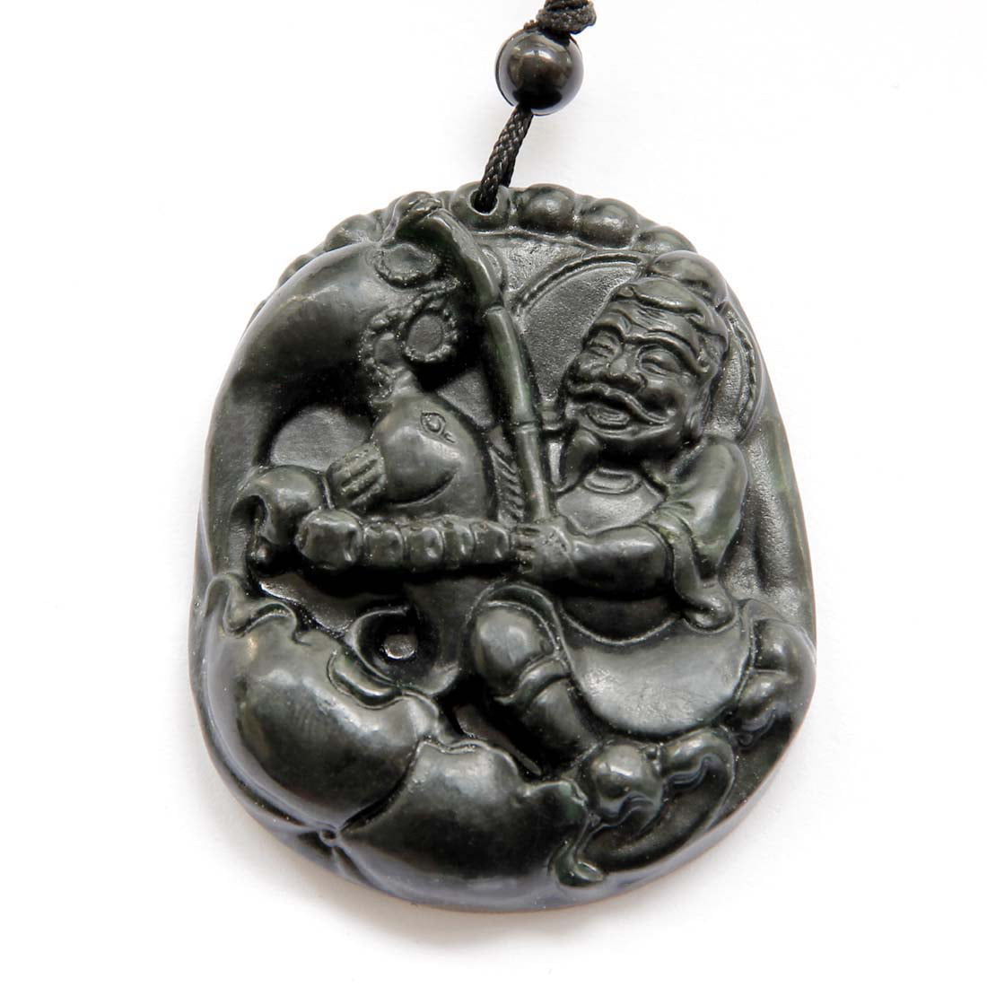 Chinese Jade Zhou Dynasty Master Jiang Fishing Coins Amulet Pendant 