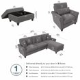 thumbnail image 4 of Hudson Chaise Couch with Chair & Ottoman in Light French Gray Herringbone Fabric, 4 of 7