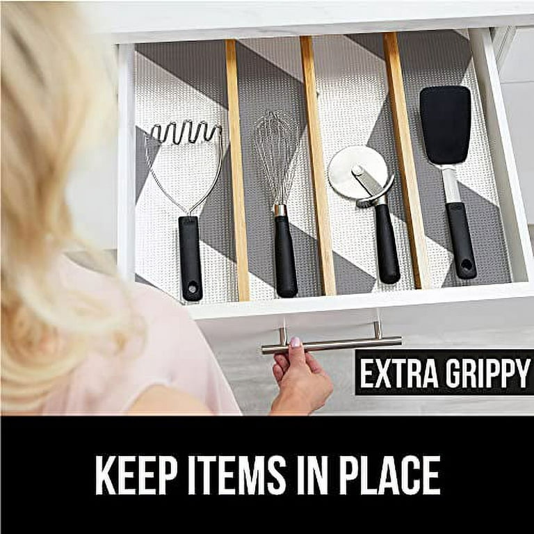 Gorilla Grip Original Drawer and Shelf Liner, Strong Grip, Non Adhesive,  Easiest Install, 17.5 Inch x 10 FT Roll, Durable and Strong Liners,  Drawers, Shelves, Cabinets, Storage, Chevron Gray White 