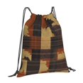 thumbnail image 3 of Leisure Draw String Mouth Backpack 16 X 14 Woven Band Durable Not Easy To Fall Off In Travel Portable Draw String Design Plaid Fall Camo Brown_1, 3 of 8