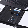thumbnail image 4 of Multifunctional Professional Business Zippered Portfolio Padfolio Folder Document Case Organizer A4 PU Leather with Calculator Business Card Holder Memo Note Pad, 4 of 6