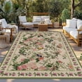 thumbnail image 2 of Beige Spring Floral Outdoor Rug for Patio/Deck/Porch, Non-Slip Large Area Rug 6 x 9 Ft, Elegant Pastoral Flowers Birds Watercolor Indoor Outdoor Rugs Washable Area Rugs, Camping Rug Carpet Runner, 2 of 8