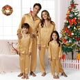 thumbnail image 6 of HNMKIU Matching Family Pajamas Long Sleeve Silk Like Satin Sleepwear Pure Color Two Piece Loungewear for Dad Gold，Dad_M, 6 of 6