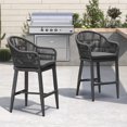 thumbnail image 3 of PURPLE LEAF Outdoor Counter Height Bar Stools Set of 2, Patio Woven Aluminum Barstools Bar Chairs with Back and Cushions for Balcony Garden Indoor Kitchen Outside, Gray, 3 of 9