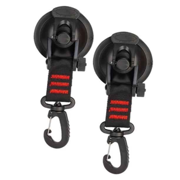 2 ganchos de succión para ducha, lonas y tiendas de campaña con rotación de 360 degree. Rojo