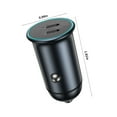 thumbnail image 3 of USB C Car Charger Fast Charging,Car Charger Adapter, Dual Ports Fast Charging PD 60W + QC3.0 30W Mini All-Metal Cigarette Lighter USB Charger Universal for All Kinds Of Car Accessories, 3 of 6