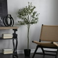 thumbnail image 2 of DecMode 59" Artificial Olive Tree in Realistic Leaves and Black Melamine Pot, 2 of 7