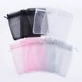 thumbnail image 3 of 4 Colors Organza Bags Organza Pouches for Potpourri with Ribbons Rectangle Pink/Lavender/Light Grey/Black Mixed Color 15~15.5x9.5~10cm 25pcs/color 100pcs/set, 3 of 4