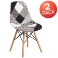 thumbnail image 4 of 2 Pk. Elon Series Turin Patchwork Fabric Chair with Wooden Legs, 4 of 9