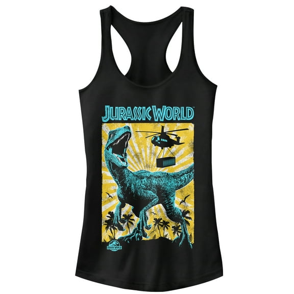 Junior's Jurassic World: Fallen Kingdom Helicopter Capture  Racerback Tank Top Black Small