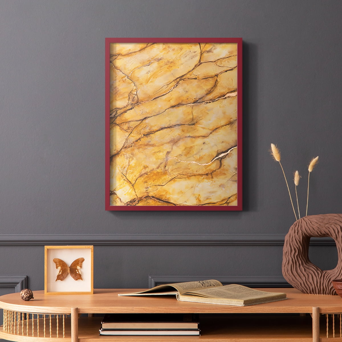 Yellow Marble II Framed Print - Solid Wood in Single Picture Frame Solid Wood 2 Framed Print