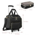 thumbnail image 3 of Prokva Rolling Makeup Case with 4 Removable Bags, Professional Makeup Train Case with Wheels, Makeup Artist Travel Bag with Brushes Storage Section, Black (Patent Design), 3 of 7