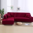 thumbnail image 4 of Topchances Washable 2 Pieces Polyester Sofa L Shape Cover, Dark Red, 4 of 8