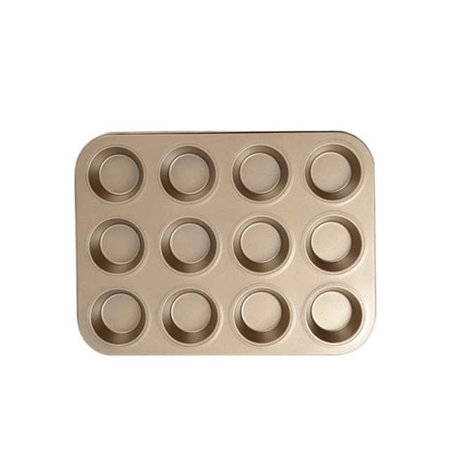 Matsuzay Bandeja para hornear magdalenas DIY de 6/12 tazas, molde de acero antiadherente, bandeja para hornear huevos, molde para pasteles y magdalenas, Herramientas y accesorios para hornear oro doce Matsuzay HA001646-04