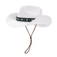 thumbnail image 3 of LRen Women Tea Party Hats Fashionable Summer Sun Hat with Adjustable Brim and Secure Tie for Casual Outdoor Holiday Wear White, 3 of 4