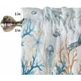 thumbnail image 5 of Tier Curtains 24 Inch Length Short Curtains for Windows Rod Pocket Cafe Curtain Farmhouse Curtain Tiers for Kitchen Bathroom 27.5x24inch, Retro Summer Ocean Turtle Coral Jellyfish Blue,2 Panels, 5 of 5