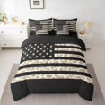 thumbnail image 3 of Homewish White Wheat Leopard Print Twin Bedding Sets 7-Piece for Teen, Stars Stripes Print Bedding Comforter Set, Rustic US Flag Reversible Sheet Sets, Ultra Soft Bedroom Decor, 3 of 8