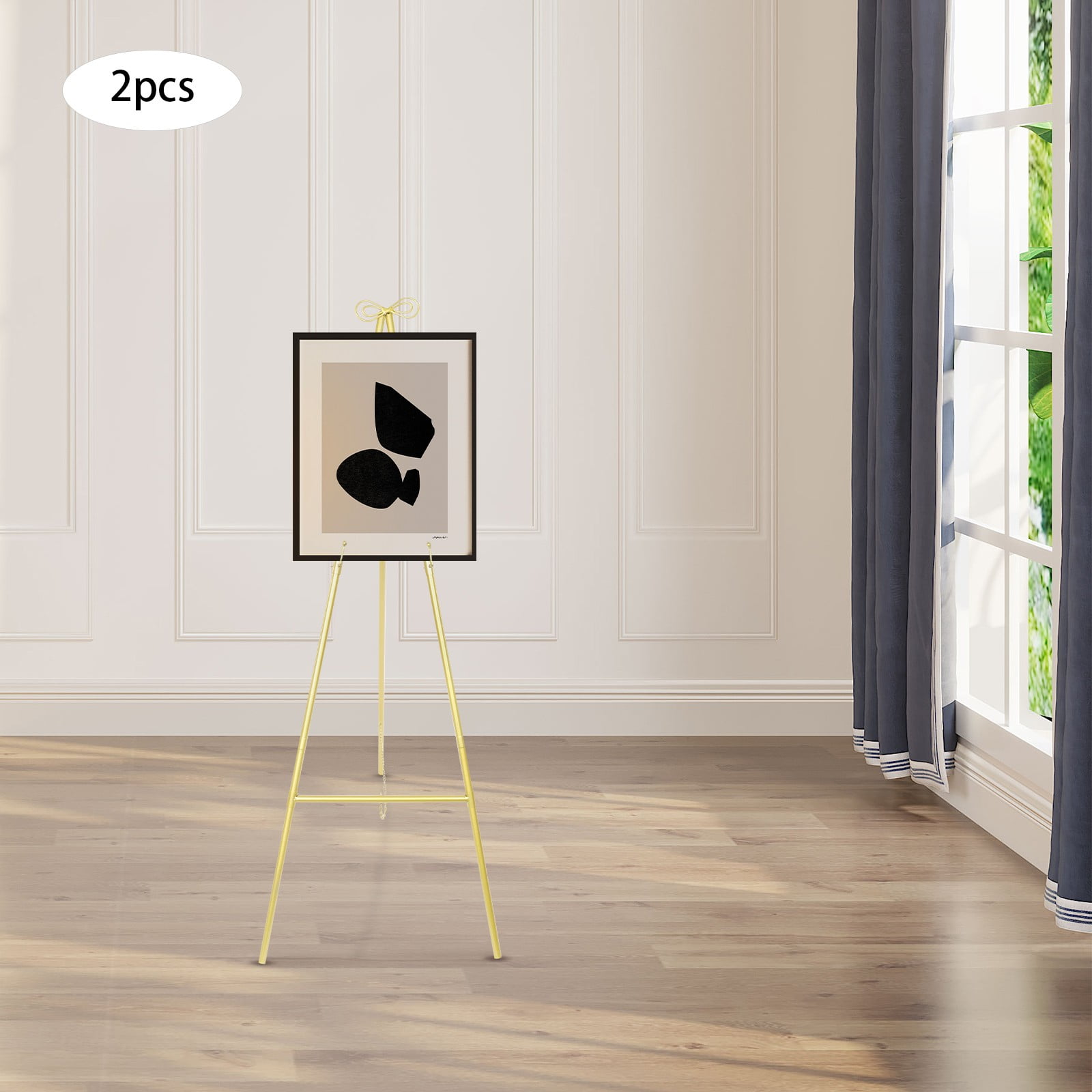 DENEST Gold Folding Easel Stand 2-Pack for Wedding Signs and Poster Displays