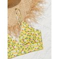 thumbnail image 4 of Yellow Floral 3PCS Swimming Suits For Girls, Flowers Print Bikini Top + Solid Brief + Ruched Cover-up Skirt Set For Pool Beach Holidays Summer Gift, 4 of 5