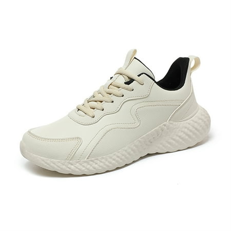 HAOSHIDUO Walking Sneakers for Men Lightweight Comfortable Microfiber Leather Running Shoes MD Outsole Non Slip Shock Absorption