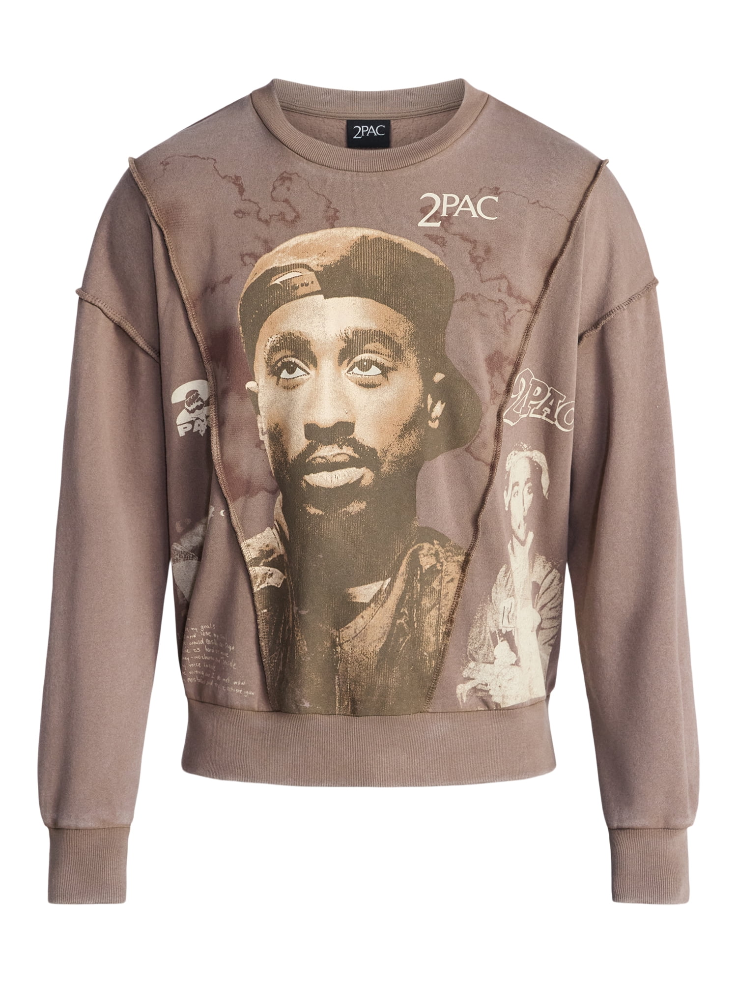 Tupac Men's and Big Men's Crewneck Sweatshirt with Long Sleeves, Sizes XS-3XL