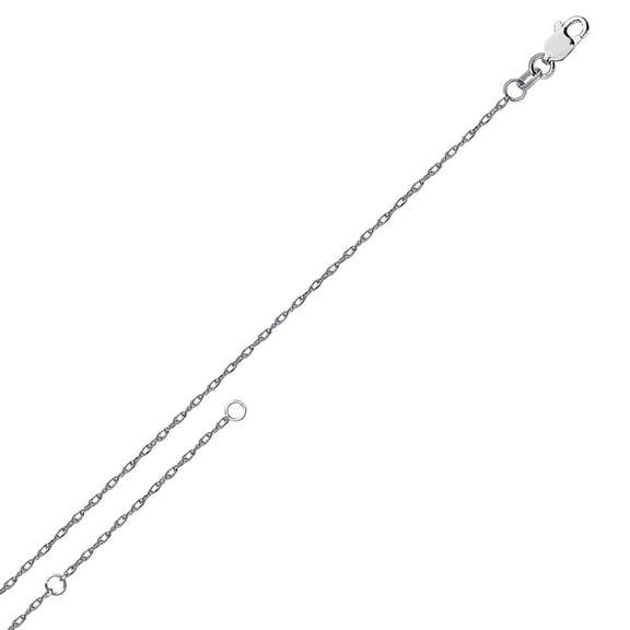 14k White Gold 1.2mm Adjustable Light Weight Rope Chain Necklace Lobster Claw Closure - 18 Inch