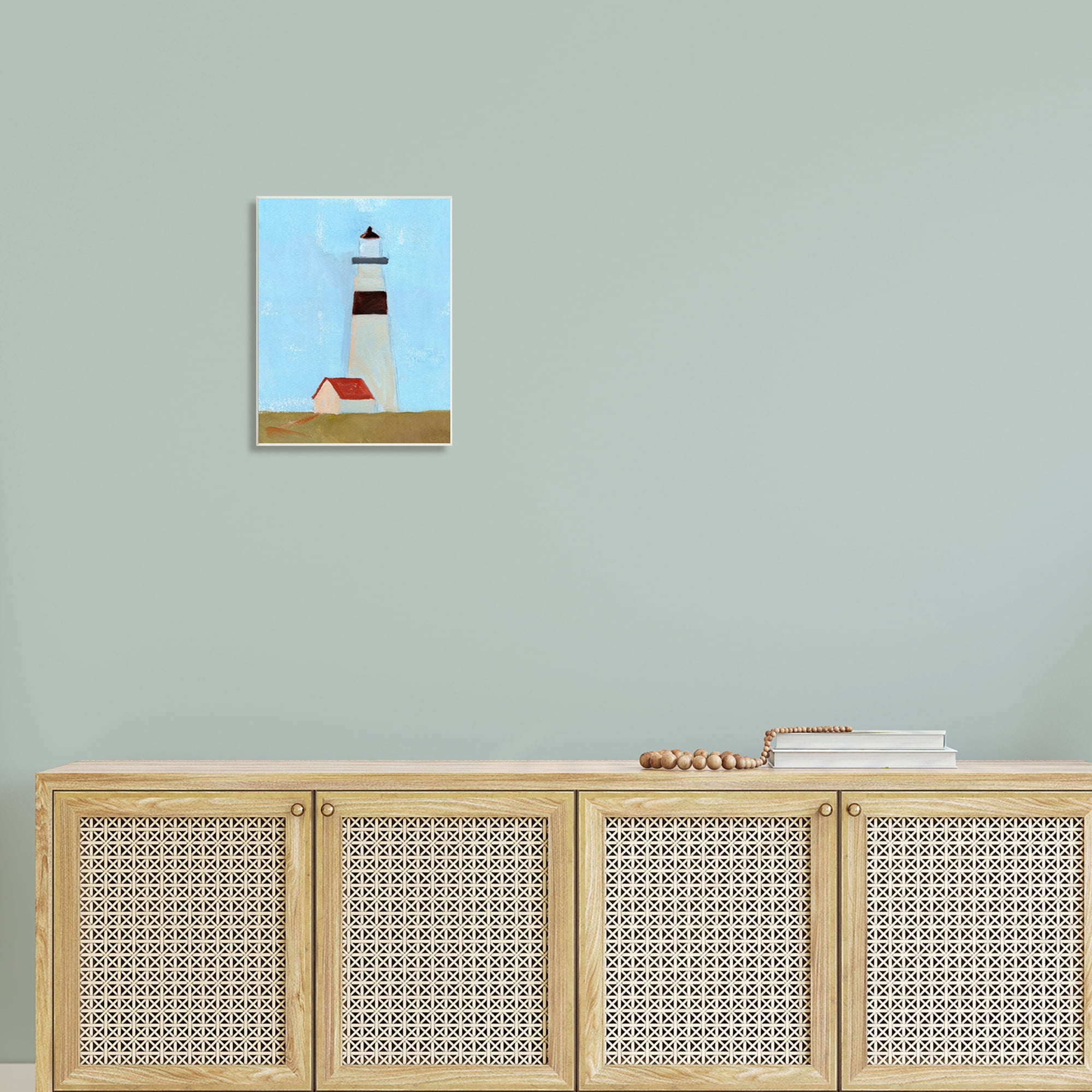 Stupell Industries Lighthouse Daytime Blue Sky Rural Grass Scene Painting Unframed Art Print Wall Art, Design by Jacob Green
