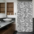 thumbnail image 5 of Stall Small Boho Black White Shower Curtain Half Size Bohemian Geometry Striped 36Wx72H Inch Single Narrow Tiny Walkin Stand Up Fabric Decor Bathroom Polyester Waterproof 7 Pack Hooks, 5 of 6